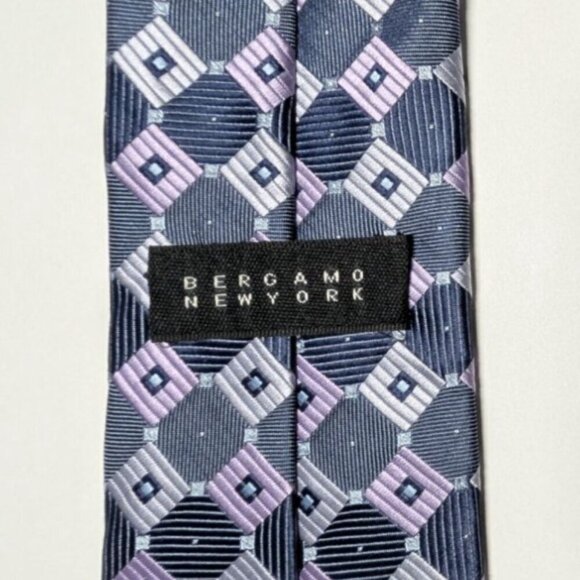 Bergamo New York Boys Clip on Tie 15" Geometric Preppy Event Church 3.5" Wide - Picture 3 of 7
